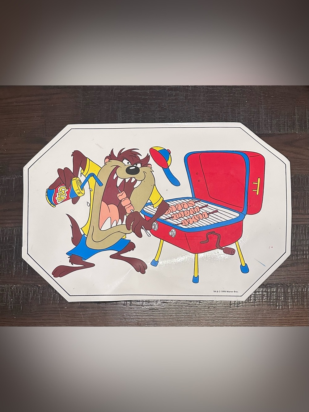 Vintage 1994 Warner Bros Looney Toons Taz Food Place Mat - Collectible
